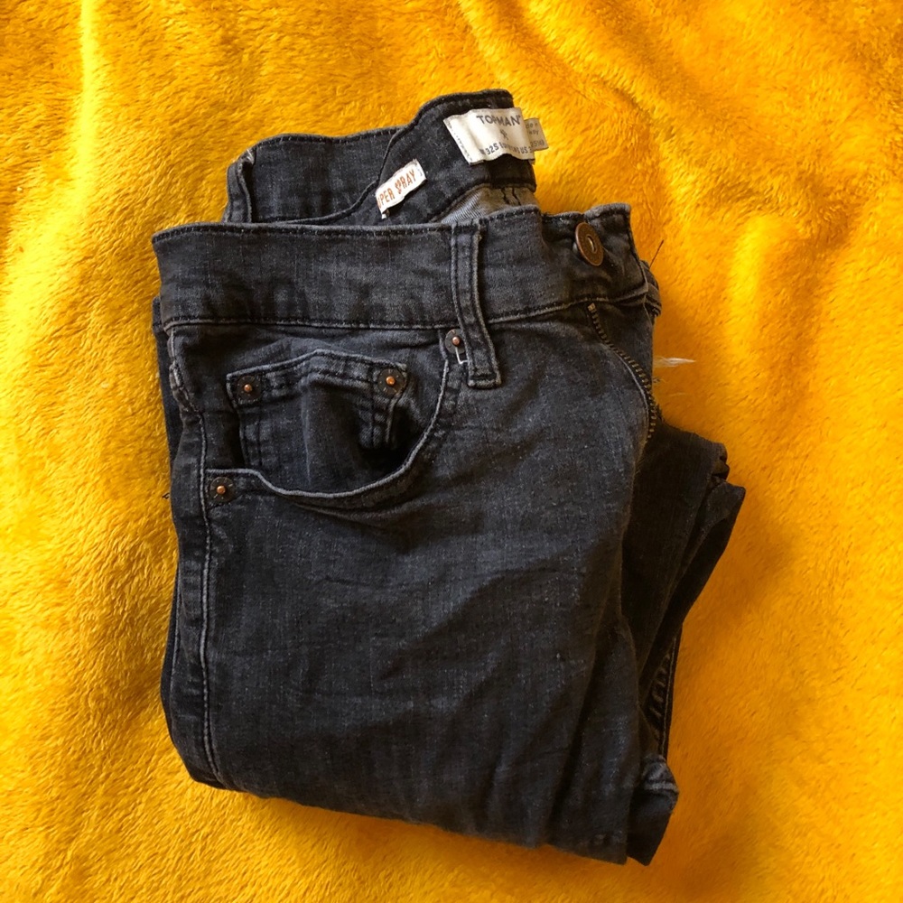 TopMan 28 Men Super Skinny Grey Jeans with Cut Out
